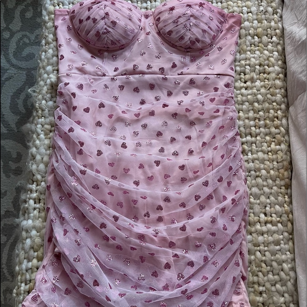 Pink heart mini dress